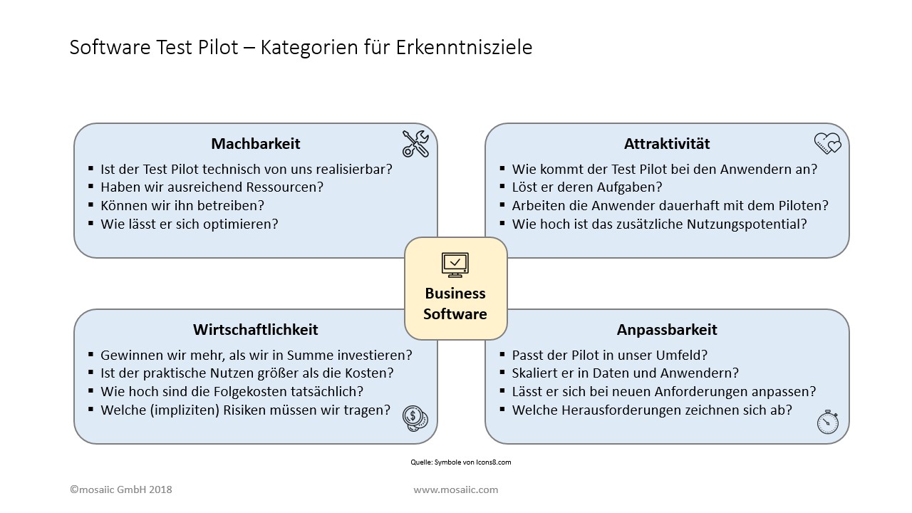 Software Test Pilot – Kategorien für Erkenntnisziele​